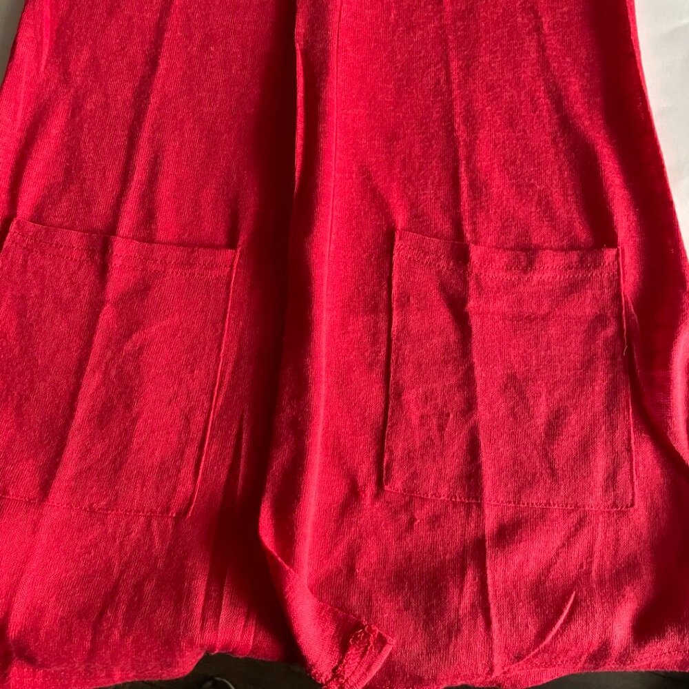 Sheer Red Open-Front Cardigan - Picture 3 of 7